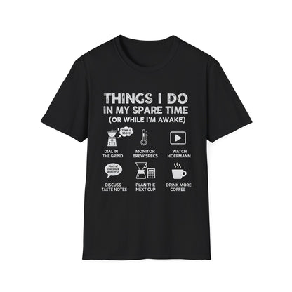 Things I Do Coffee Nerd T-Shirt - Home Barista & Brew Specs Tee