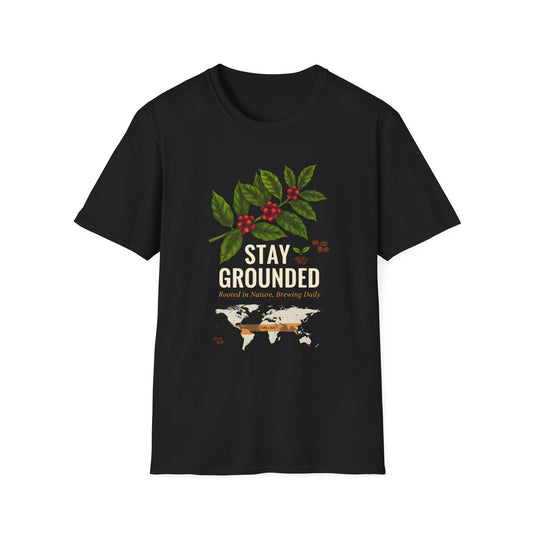 Stay Grounded Coffee Tee — Botanical Coffee Plant Map T‑Shirt