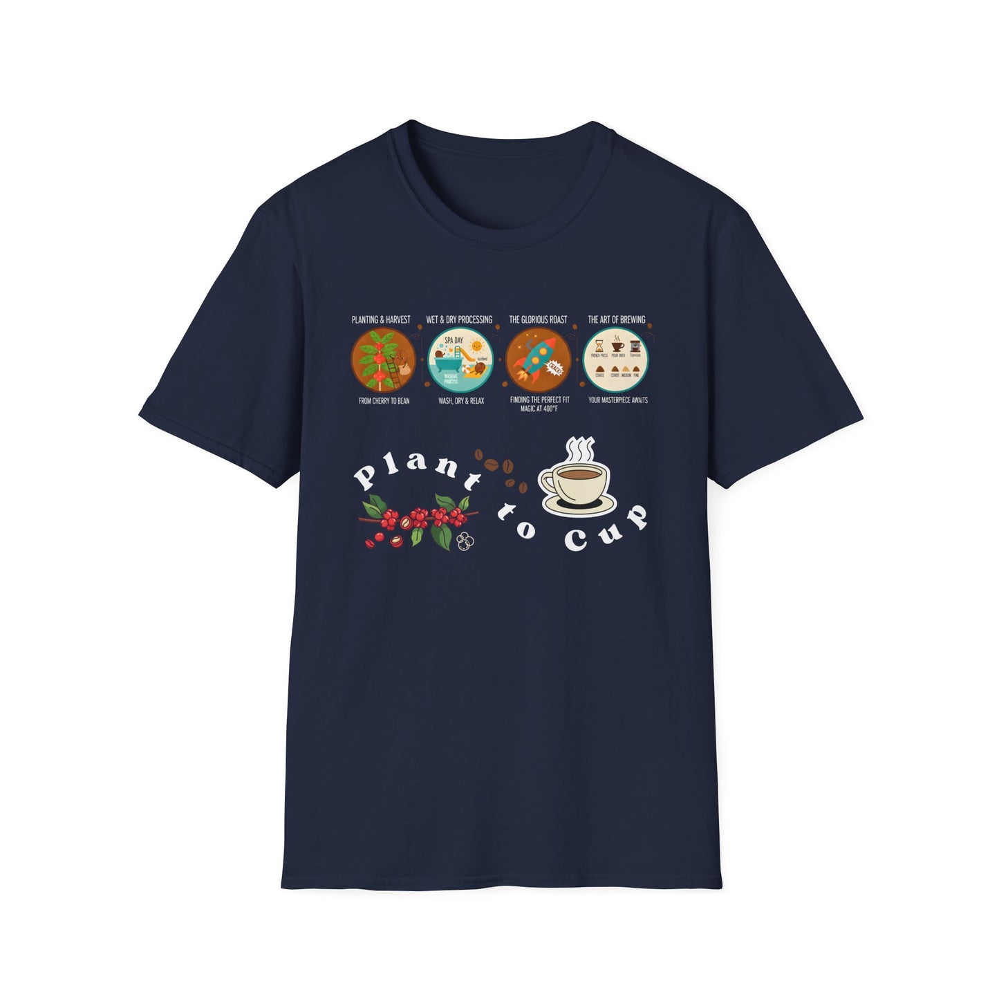 Plant to Cup: The Coffee Journey Infographic T-Shirt - Premium Coffee Nerd Apparel