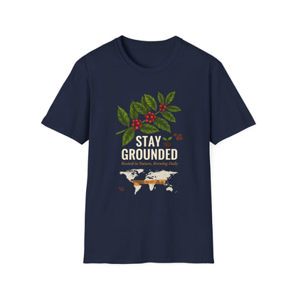 Stay Grounded Coffee Tee — Botanical Coffee Plant Map T‑Shirt