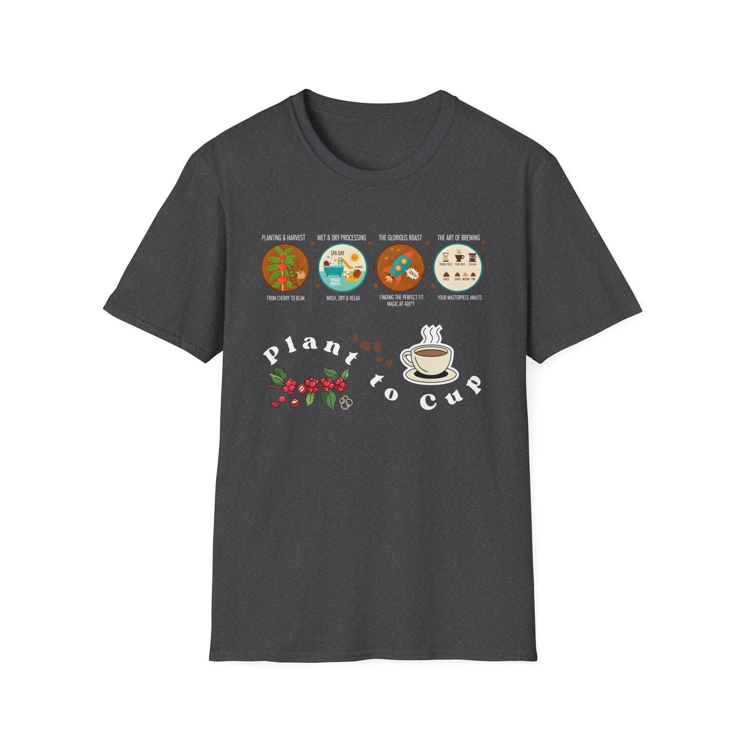 Plant to Cup: The Coffee Journey Infographic T-Shirt - Premium Coffee Nerd Apparel