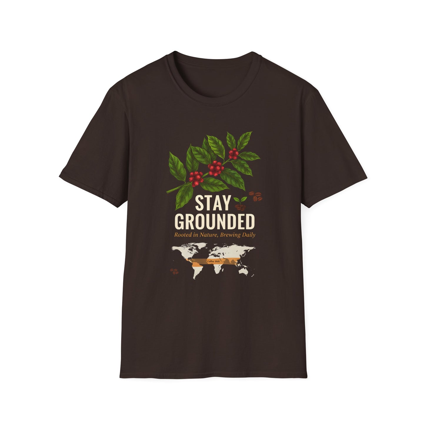 Stay Grounded Coffee Tee — Botanical Coffee Plant Map T‑Shirt