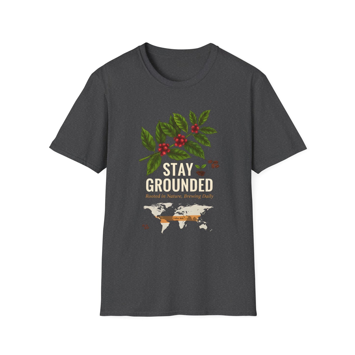 Stay Grounded Coffee Tee — Botanical Coffee Plant Map T‑Shirt