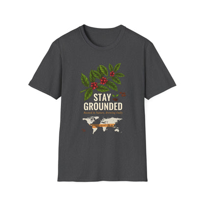 Stay Grounded Coffee Tee — Botanical Coffee Plant Map T‑Shirt