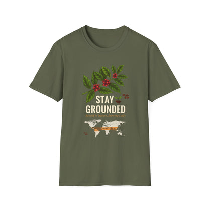 Stay Grounded Coffee Tee — Botanical Coffee Plant Map T‑Shirt